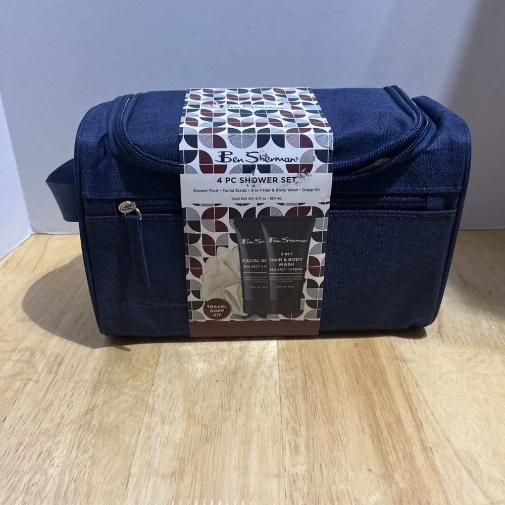 Ben Sherman 4 PC SHOWER SET TRAVEL STORAGE BAG BRAND-NEW‎ sealed